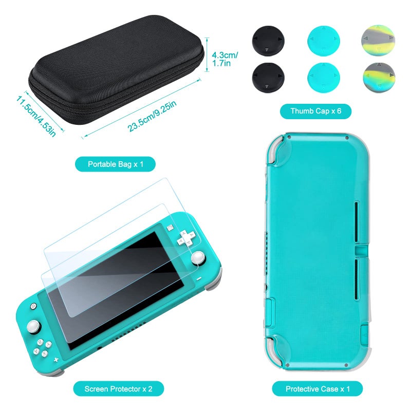 innoAura Switch Lite Case 12-in-1 Accessories Bundle for NS Switch Lite (2019), with Protective Carrying Case, Hand Strap, Screen Protector & Cute Thumb Grips, Black - Image 3